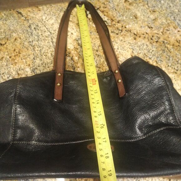 Fossil Black and Brown Pebble Leather Women's Tote Shoulder Bag - Picture 15 of 16